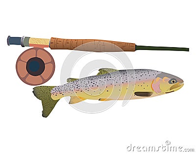 Cutthroat Trout with Fly Rod Stock Photo