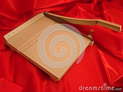 Cutting board with red background Stock Photo