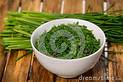 Cutting chives Stock Photo