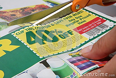 Cutting Coupon Stock Photo