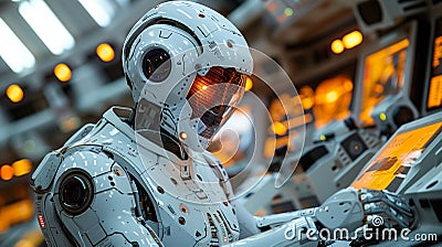 Cutting-edge automation: Futuristic robot illustrates efficient workflow. Stock Photo