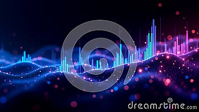 Futuristic High-Contrast 3D Graph Visualizer with Glowing Data Nodes Stock Photo