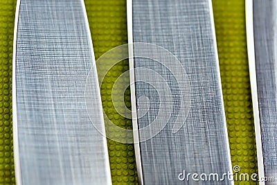 Cutting edge of kitchen knives Stock Photo