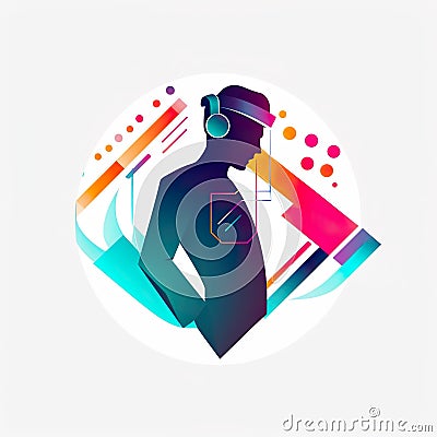 Cutting-Edge and Stylish DJ Logo Design Capturing the Pulse of Today's Vibrant Music Scene Cartoon Illustration