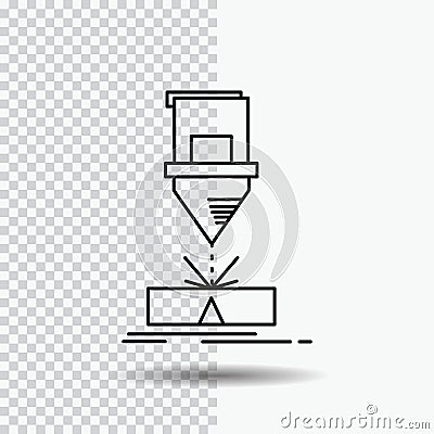 Cutting, engineering, fabrication, laser, steel Line Icon on Transparent Background. Black Icon Vector Illustration Vector Illustration