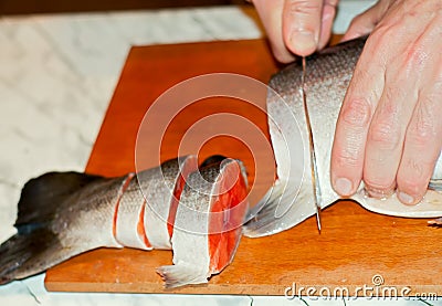 Cutting of Fish Stock Photo