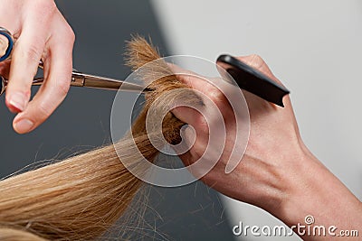 Cutting hair Stock Photo