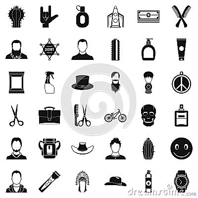 Cutting hair icons set, simple style Vector Illustration