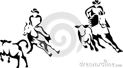 Cutting horse competition Vector Illustration