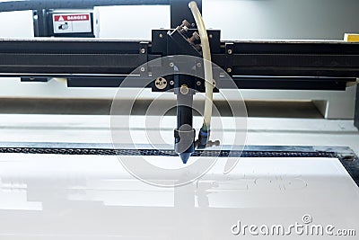 Cutting machine carving on the plastic plate Stock Photo