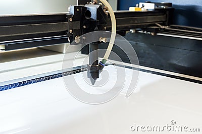 Cutting machine carving on the plastic plate Stock Photo
