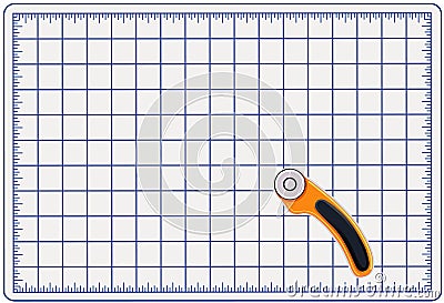 Cutting Mat with Rotary Cutter Vector Illustration