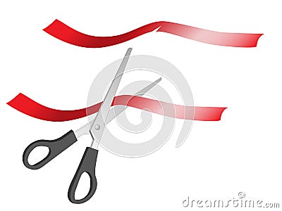 Cutting a ribbon Vector Illustration