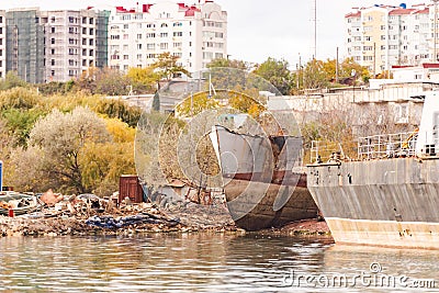 Cutting ships for scrap Stock Photo