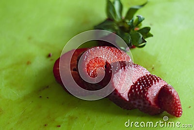 Cutting Strawberry with knife process 6 of 6 Stock Photo