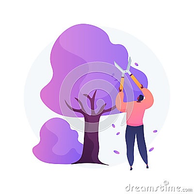 Cutting trees and shrubs abstract concept vector illustration. Vector Illustration