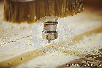 Cutting wood using a machine with numerical control. Cnc tool. Stock Photo