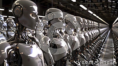 Robotic Assembly Line AI Robotics Advanced Technology for Future Manufacturing Automation Innovation Stock Photo