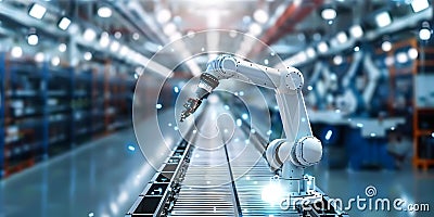 Cuttingedge automation in a sophisticated smart factory using artificial intelligence technology. Stock Photo