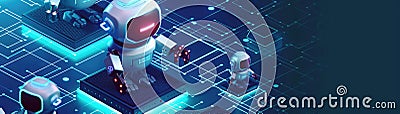 170 Cuttingedge 3D cartoon AI cybersecurity system utilizing blockchain encryption Stock Photo
