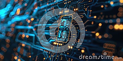 Cuttingedge data flow with lights and digital patterns for a futuristic and dynamic experience AIG62 Stock Photo
