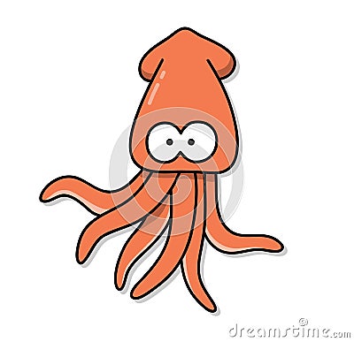 Cuttlefish Squid Cartoon Vector Illustration