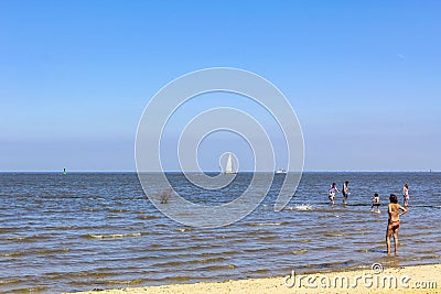 Seascape beach mudflats hiking on the North Sea coast Germany Editorial Stock Photo