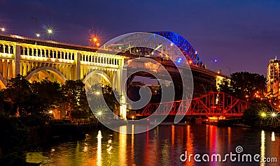 Cuyahoga bridges Stock Photo