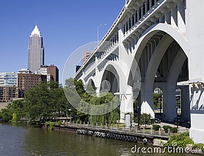 Cuyahoga river in Cleveland Stock Photo