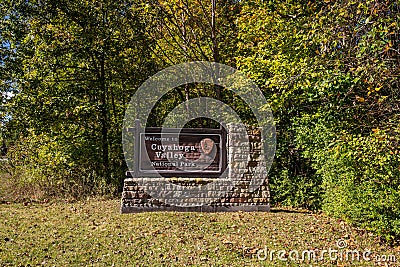 Cuyahoga Valley National Park Entrance Sign Editorial Stock Photo