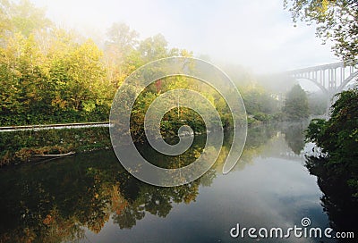 Cuyahoga Valley National Park in the Fall Morning Sun - OHIO Stock Photo