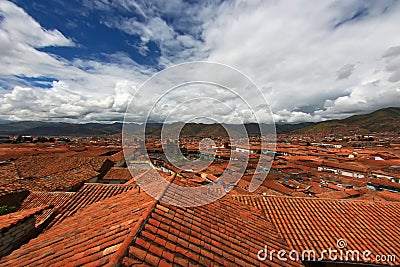 Cuzco City roofs cityscape Stock Photo