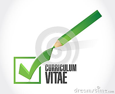 cv, curriculum vitae check mark sign concept Cartoon Illustration