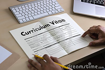 CV - Curriculum Vitae (Job interview concept with business CV re Stock Photo