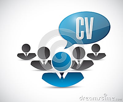 cv, curriculum vitae people sign concept Cartoon Illustration