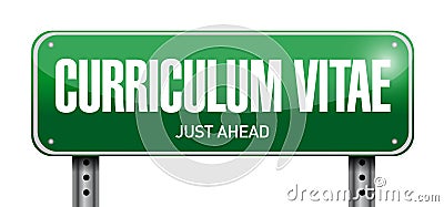 cv, curriculum vitae post sign concept Cartoon Illustration