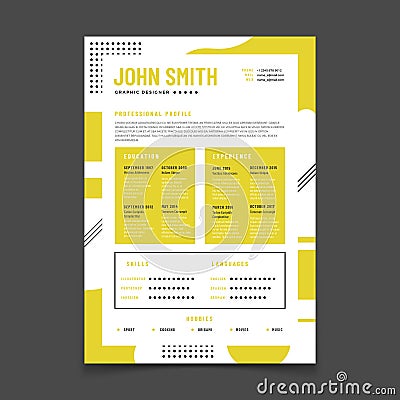 Cv design. Professional resume with business details. Curriculum and best job resume vector infographic mockup Vector Illustration