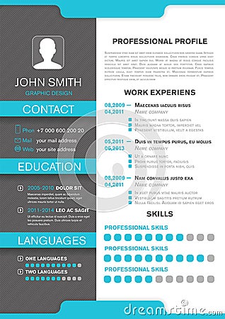 CV personal profile. Professional resume design Vector Illustration