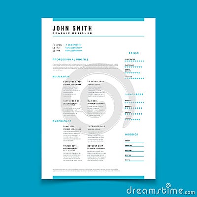 Cv personal profile. Resume curriculum vitae timeline data. Design vector web template Vector Illustration