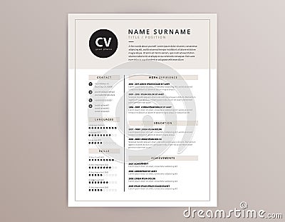 CV resume template - elegant stylish vector design Vector Illustration