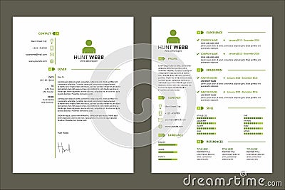 CV Resume Curriculum Vitae Green Color with Tag Template Resource Vector Illustration