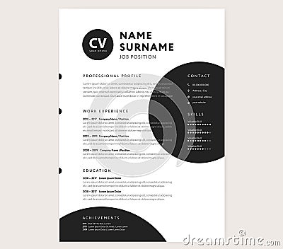 CV / resume template - creative stylish curriculum vitae design Vector Illustration