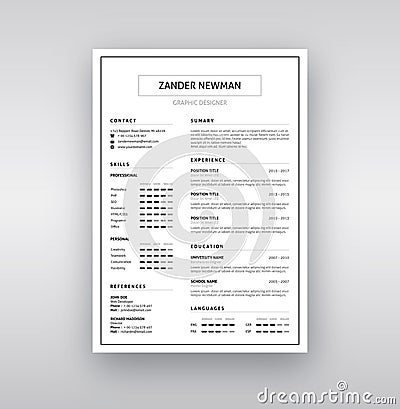 Cv / Resume Template Vector Illustration