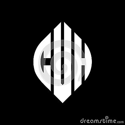 CVH circle letter logo design with circle and ellipse shape. CVH ellipse letters with typographic style. The three initials form a Vector Illustration
