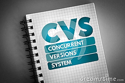 CVS - Concurrent Versions System acronym on notepad, technology concept background Stock Photo
