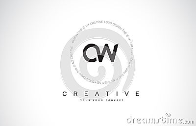 CW C W Logo Design with Black and White Creative Text Letter Vector. Vector Illustration