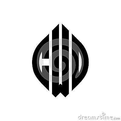CWO circle letter logo design with circle and ellipse shape. CWO ellipse letters with typographic style. The three initials form a Vector Illustration