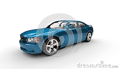 Cyan American Car Stock Photo