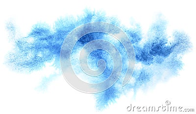 Cyan blue diffused watercolor stain Stock Photo