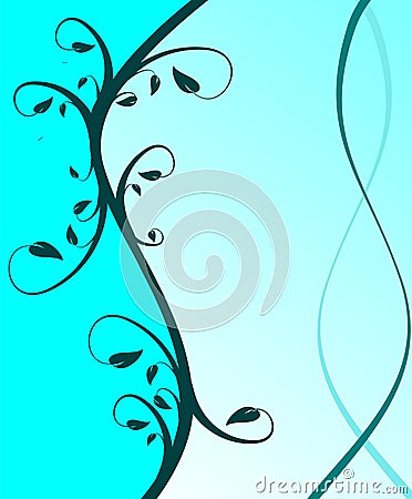 Cyan Blue Floral Background Vector Illustration